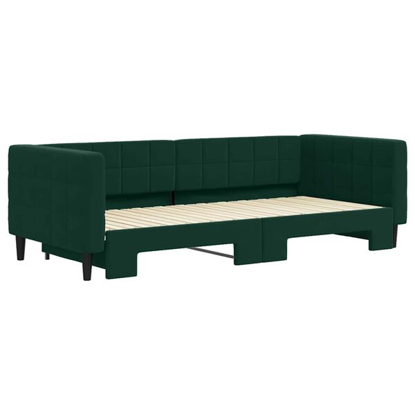 vidaXL Tagesbett Ausziehbar Dunkelgr&uuml;n 90x200 cm Samt