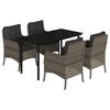 vidaXL 5-tlg. Garten-Essgruppe mit Kissen Grau Poly Rattan