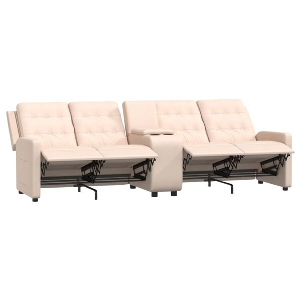 vidaXL Relaxsofa 4-Sitzer mit Getr&auml;nkehaltern Creme Stoff