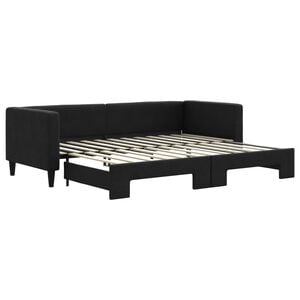 vidaXL Tagesbett Ausziehbar Schwarz 80x200 cm Stoff