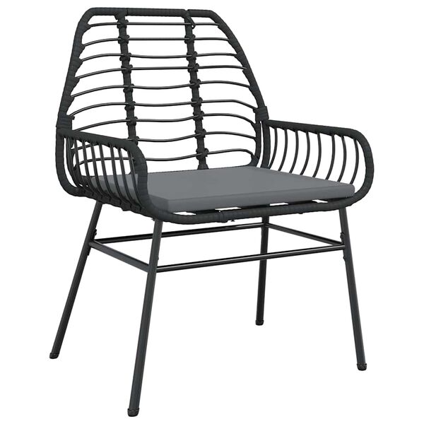 vidaXL 5-tlg. Garten-Essgruppe mit Kissen Schwarz Poly Rattan Glas