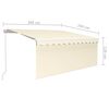 vidaXL Markise Manuell Einziehbar mit Rollo & LED 3x2,5 m Creme