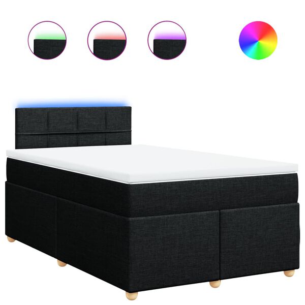 vidaXL Boxspringbett mit Matratze Schwarz 120x190 cm Stoff