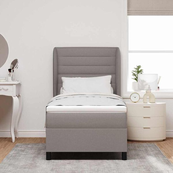 vidaXL Boxspringbett mit Matratze mit Kopfteil Taupe 80 x 200 cm Stoff