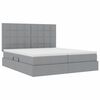 vidaXL Bett mit LED-Lichtleisten Hellgrau 180 x 200 cm Stoff