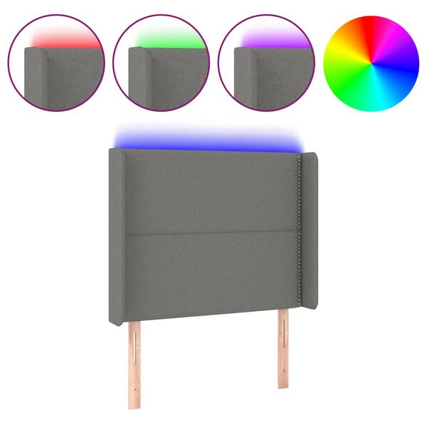 vidaXL LED Kopfteil Dunkelgrau 93x16x118/128 cm Stoff