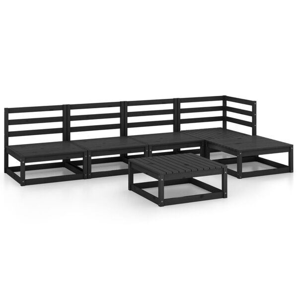 vidaXL 5-tlg. Garten-Lounge-Set Schwarz Massivholz Kiefer