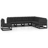 vidaXL 7-tlg. Garten-Lounge-Set mit Kissen Schwarz Massivholz Kiefer