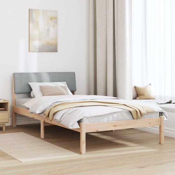 vidaXL Bettgestell Braun und hellgrau 100 x 200 cm Massivholz Kiefer