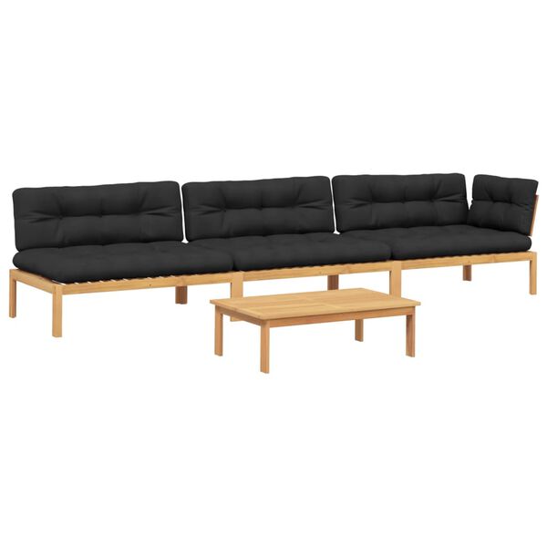 vidaXL 4-tlg. Garten-Sofagarnitur aus Paletten mit Kissen Akazienholz