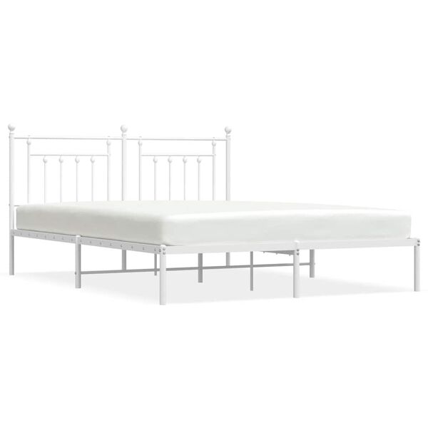 vidaXL Bettgestell mit Kopfteil Metall Wei&szlig; 183x213 cm