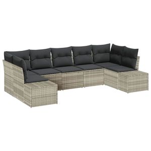 vidaXL Gartensofa-set 7 stk. 7-Sitzanzahl Hellgrau Poly Rattan