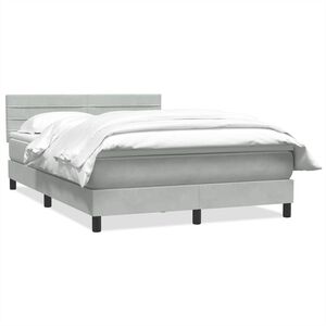 vidaXL Boxspringbett mit Matratze Hellgrau 140x210 cm Samt