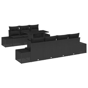 vidaXL Sofa Set mit Kissen 8 pcs Schwarz Poly-Rattan