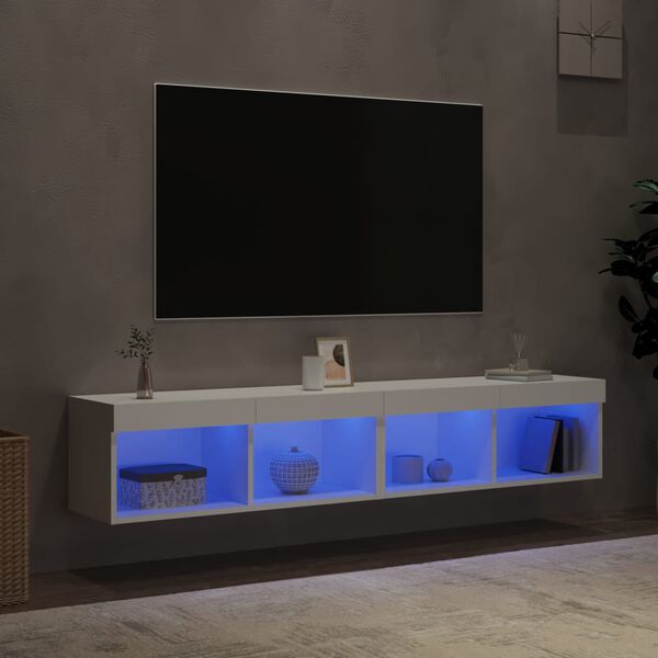 vidaXL TV-Schr&auml;nke mit LED-Leuchten 2 Stk. Wei&szlig; 80x30x30 cm