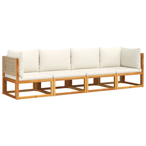 vidaXL 4-tlg. Gartensofa-Set mit Kissen Holz Akazie & Rattan