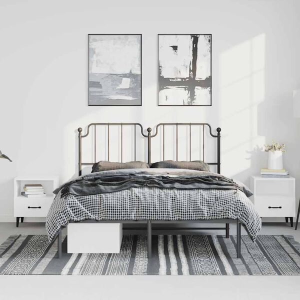 vidaXL Bettgestell mit Kopfteil Metall Schwarz 135x190 cm