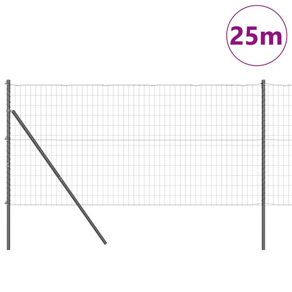 vidaXL Zaun mit Pfosten Grau 1,2 x 25 m Stahl und PVC