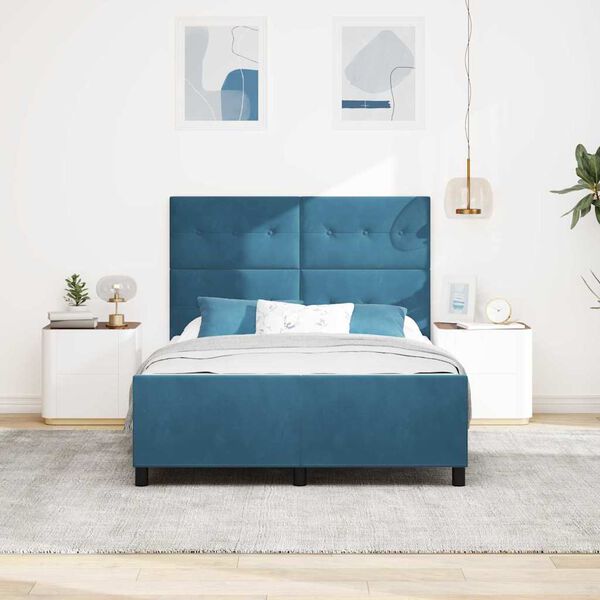 vidaXL Boxspringbett mit Kopfteil Dunkelblau 160 x 200 cm Samt