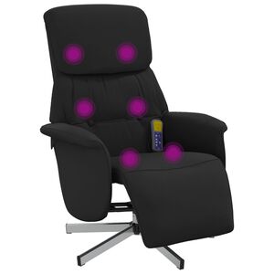 vidaXL Massagesessel mit Fu&szlig;teil Schwarz Stoff