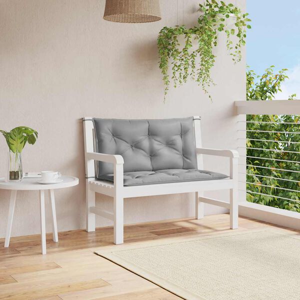 vidaXL Gartenbank-Auflage Grau 100x(50+50)x7 cm Oxford-Gewebe