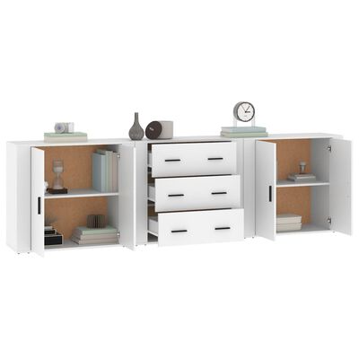 vidaXL Sideboards 3 Stk. Weiß Holzwerkstoff