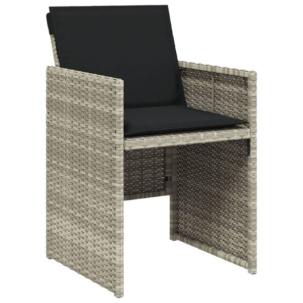 vidaXL 9-tlg. Garten-Essgruppe mit Kissen Hellgrau Poly Rattan