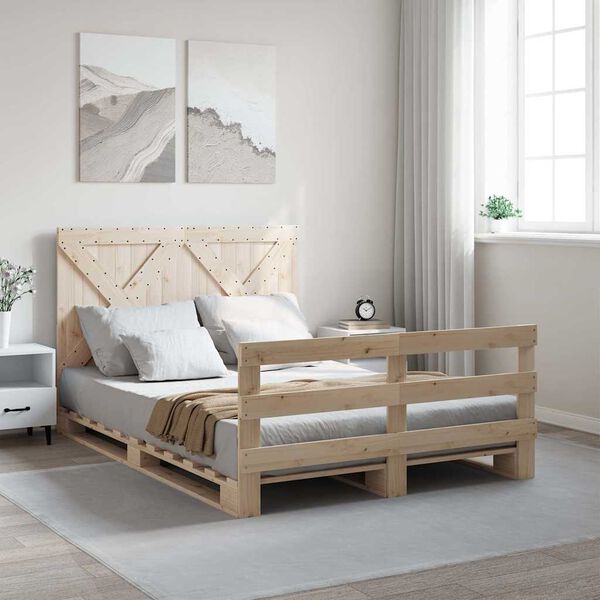 vidaXL Massivholzbett mit Kopfteil 160x200 cm Kiefer