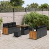 vidaXL Gartensofa-set mit Kissen 11 pcs Schwarz Poly-Rattan