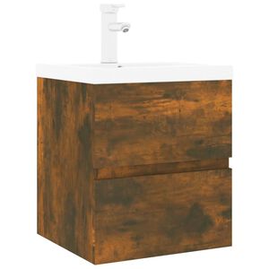 vidaXL Waschbeckenschrank mit Einbaubecken R&auml;uchereiche Holzwerkstoff