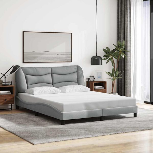 vidaXL Bettgestell ohne Matratze "Hvar" Hellgrau 160x200 cm Stoff