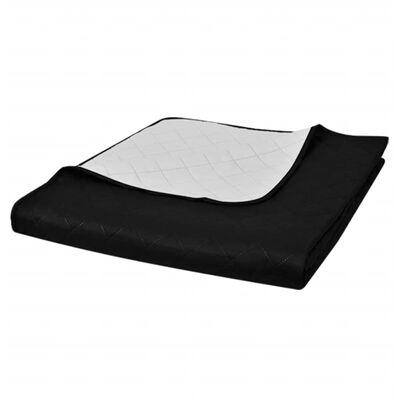 vidaXL Zweiseitige Tagesdecke Gesteppt Schwarz/Weiß 170x210 cm