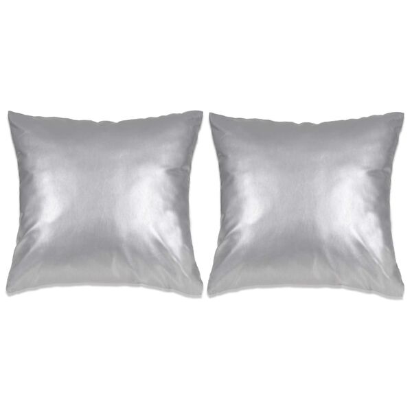 vidaXL Kissen-Set 2 Stk. PU 60 x 60 cm Silbern