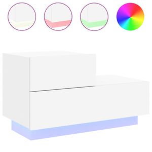 vidaXL Nachttisch mit LED-Leuchten Wei&szlig; 70x36x40,5 cm