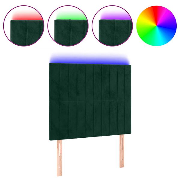 vidaXL LED Kopfteil Dunkelgr&uuml;n 80x5x118/128 cm Samt