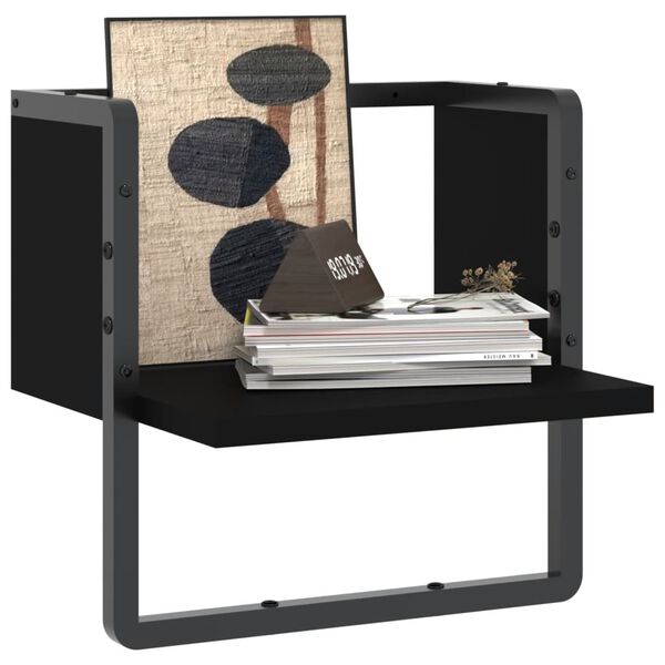 vidaXL Wandregal mit Stange Schwarz 30x25x30 cm