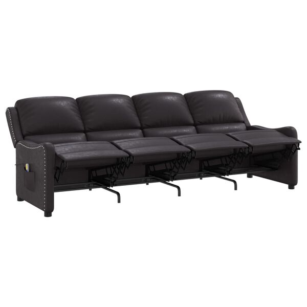 vidaXL 4-Sitzer Massagesessel Schwarz Glänzend Kunstleder