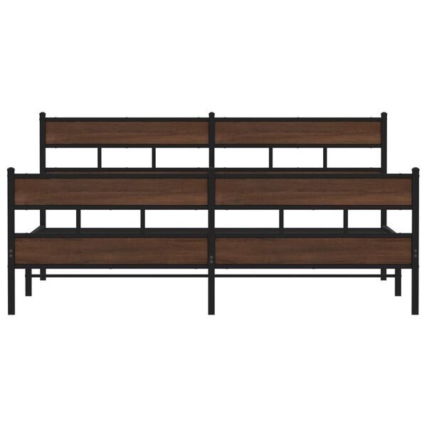 vidaXL Metallbett ohne Matratze Braun Eichen-Optik 193x203 cm