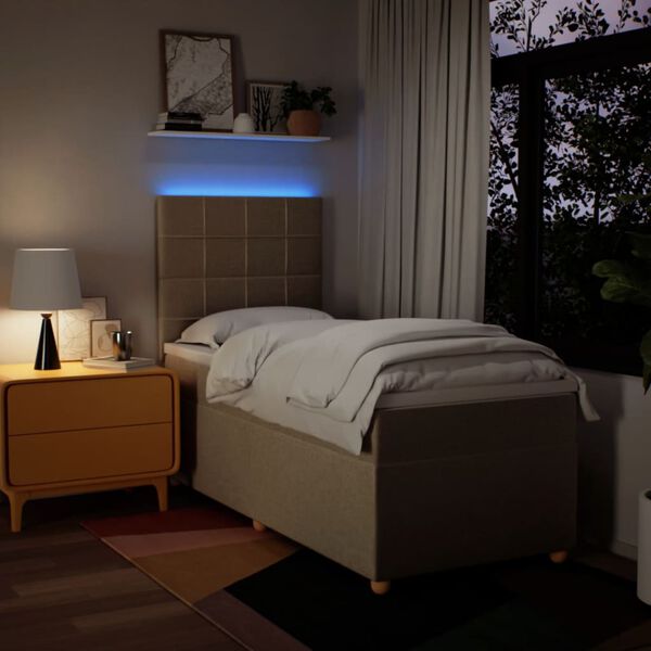 vidaXL Boxspringbett mit Matratze Creme 80x200 cm Stoff