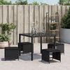 vidaXL Gartenhocker mit Kissen 4 Stk. Schwarz 40x40x35 cm Poly Rattan