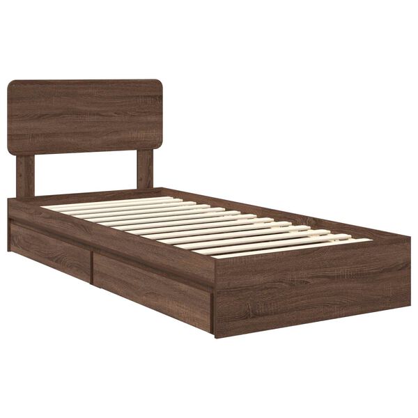 vidaXL Aufbewahrungsbett Braun Eichen-Optik 90 x 200 cm Holzwerkstoff