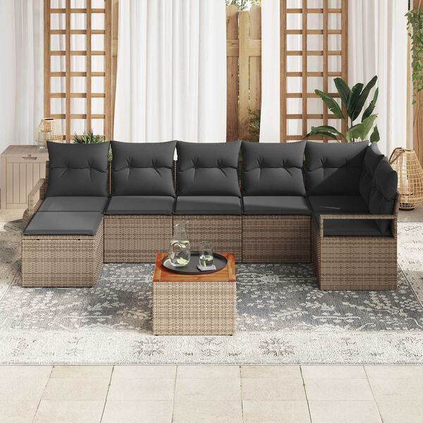 vidaXL Gartensofa-set mit Speicher 8 pcs Grau Poly-Rattan