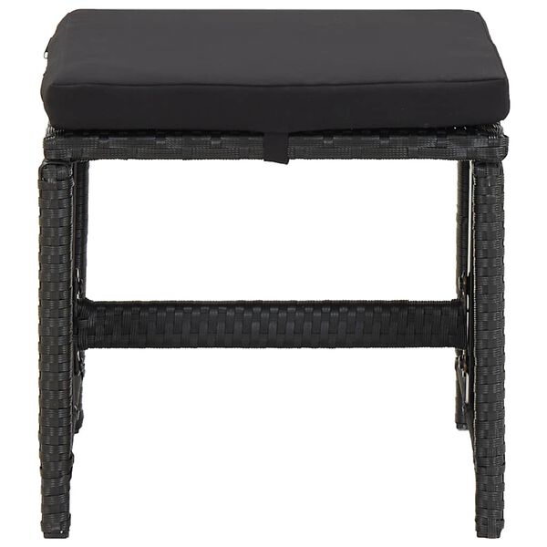 vidaXL Gartenhocker mit Kissen 2 Stk. Poly Rattan Schwarz