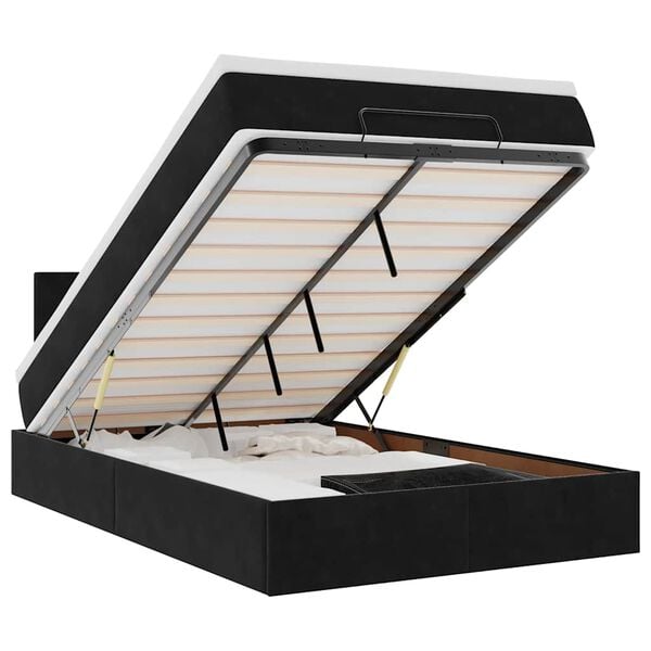 vidaXL Ottoman-Bett mit Matratze & LEDs Schwarz 120x200 cm Samt