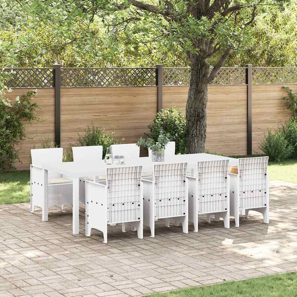 vidaXL Garten Essgruppe 9 pcs Hellgrau Polt Rattan