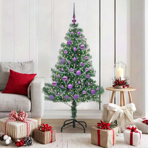vidaXL K&uuml;nstlicher Weihnachtsbaum beschneit mit LED Licht 150 cm