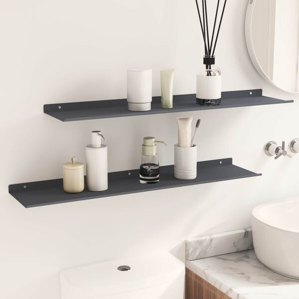 vidaXL Schwebendes Regal 2 pcs Anthrazit 80 x 18 x 2,5 cm Stahl