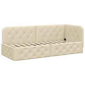 vidaXL Eckbettgestell Creme 80 x 200 cm Stoff