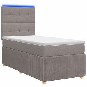 vidaXL LED Boxspringbett mit Matratze Taupe 80 x 200 cm Stoff