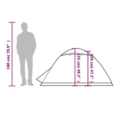 vidaXL Kuppel-Campingzelt 3 Personen Grau und Orange Wasserdicht